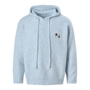 KHIAN SOON秋冬季潮牌腊肠狗绣花连帽毛衣女宽松软糯毛衣卫衣长袖