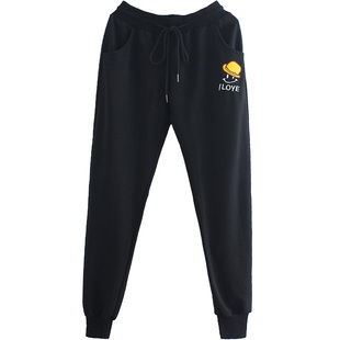 胖mm夏天大码女装宽松卫裤黑色哈伦运动裤女夏季薄款长裤子200斤