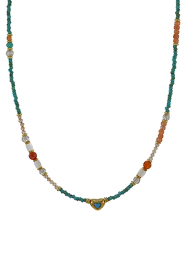 精致绿松石choker心形挂坠锁骨链