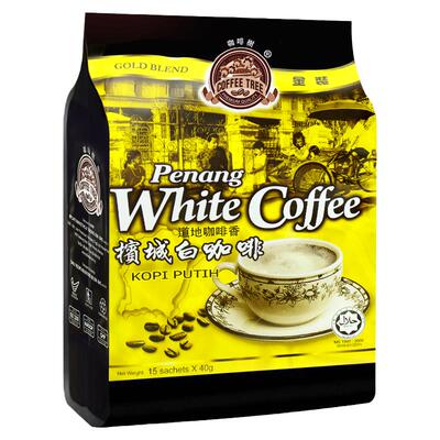 马来西亚进口白咖啡槟城原味咖啡树速溶三合一特浓咖啡粉600g袋装