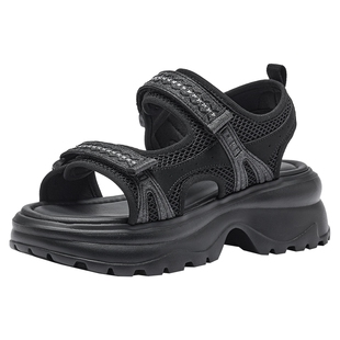 热风厚底凉鞋2026年夏季新款增高休闲凉鞋百搭运动沙滩鞋黑色女鞋