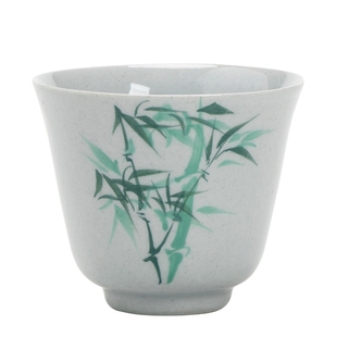 手绘竹子品茗杯陶瓷茶杯功夫茶具个人喝茶杯子客人杯单杯主人杯