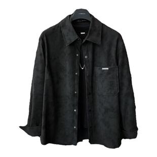 春秋季新中式磨砂皮衬衫外套男宽松时尚百搭扎染痞帅长袖上衣潮流