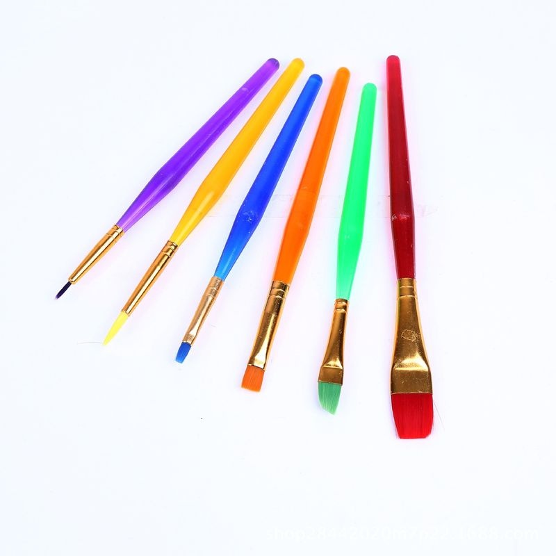 新款直销6支彩色画笔套装画画笔水彩画颜料笔刷 学生尼龙水粉画画