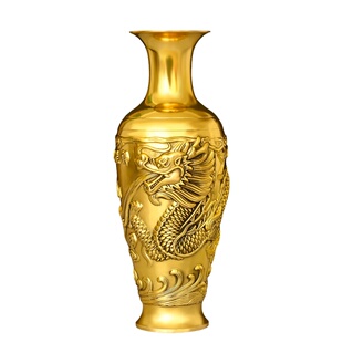 铜花瓶龙凤花瓶摆件龙凤呈祥一对插花家居店铺酒柜办公室装饰送礼