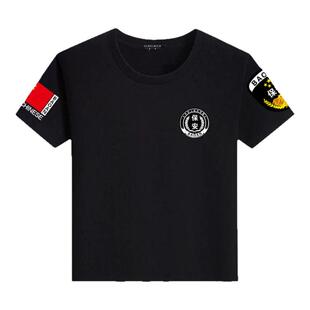 100%纯棉特勤作训服短袖T恤男黑色保安物业管理服安保工作服圆领