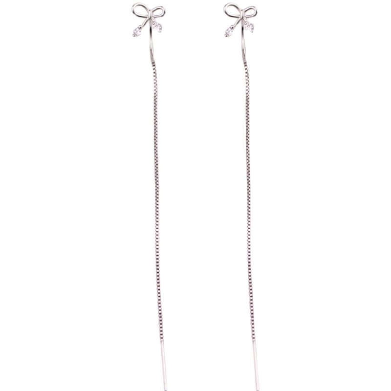 s925银蝴蝶结耳线女潮ins简约