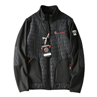 出口欧美订单拼接工艺外贸男士冬季户外轻量休闲运动立领棉衣外套