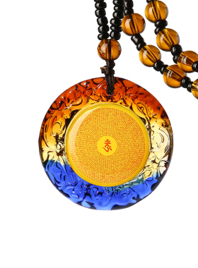 通用琉璃双面图案可定制楞严吊坠