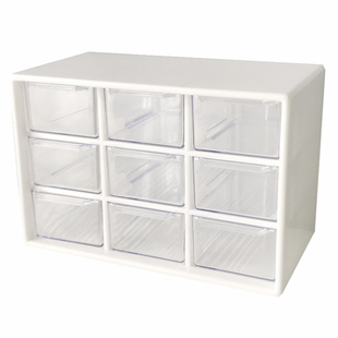 9格迷你桌面抽屉式收纳盒ins韩风储物透明首饰九宫拼豆手账整理柜