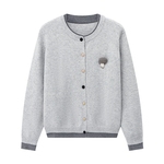 Basic House/百家好撞色假两件开衫外套秋冬新款圆领短款毛衣2025