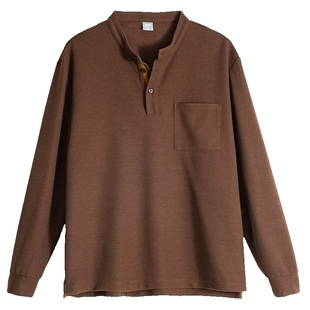 爸爸秋装长袖T恤中老年人男装中年老爸春秋上衣老人爷爷大码衣服