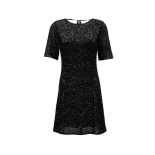 t区绫致Vero Moda连衣裙女秋冬收腰A版圆领亮片气质小黑裙优雅