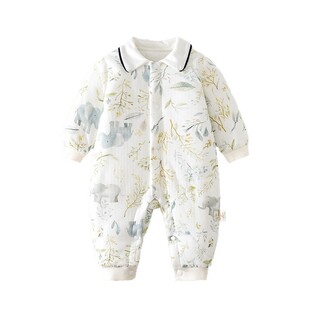 婴儿加棉100克连体衣女宝宝夹棉加厚秋冬装哈衣连身衣爬服婴幼衣