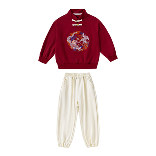 儿童元旦演出服龙纹中国风服装合唱服汉服喜庆表演古装男童唐装女