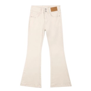 米白色微喇牛仔裤女2026新款爆款春秋高腰显瘦修身夏季双扣喇叭裤