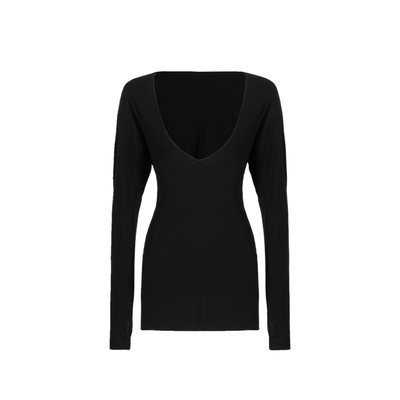 深v领长袖T恤性感吊带短裤套装