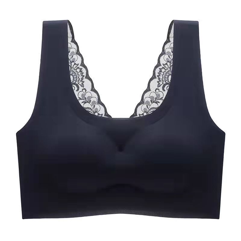 日系美背内衣女无钢圈文胸聚拢跑步运动背心无痕蕾丝性感胸罩薄款