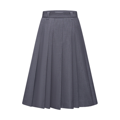 LILY通勤中长款格雷系半身百褶裙