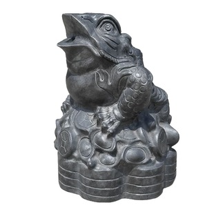 石雕青石吐水金蟾摆件水池鱼池接水三足金蟾泰山石头金蝉招财茶宠