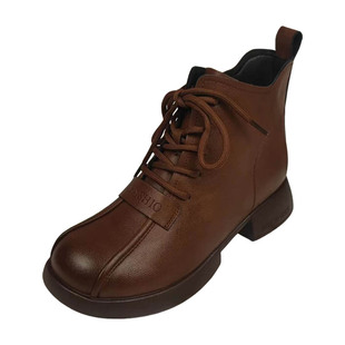 真皮妈妈鞋棉鞋女冬季加绒短靴子大码女鞋防滑软底马丁靴保暖皮鞋