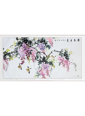 新中式国画花鸟卷轴画纯手绘作品