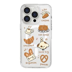 benefit咖啡面包可爱斑点狗适用于iphone17promax苹果16PRO黑色透明磁吸手机壳15新款13防摔保护套14情侣12