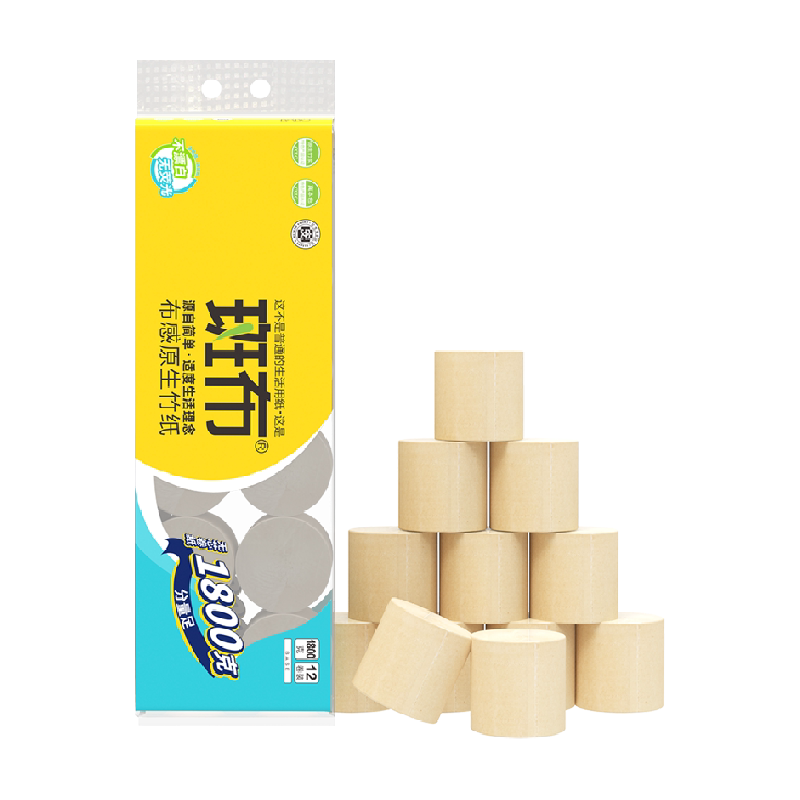 [下拉享补贴]斑布卷纸150克12卷1800g无芯卫生间家庭装卷筒纸家用