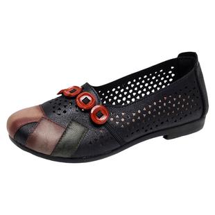 老北京布鞋女网鞋妈妈平底浅口女鞋子中老年网面凉鞋女夏季老人鞋