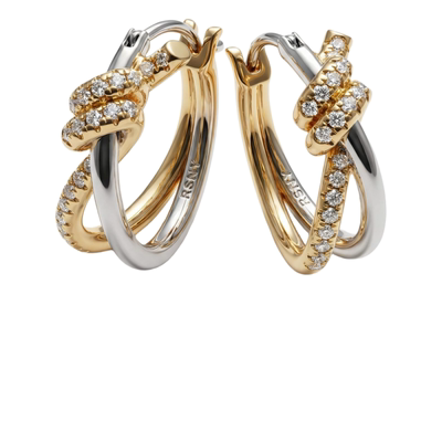 [新品]RSNY甜蜜缠绕双色耳环精致通勤百搭闪耀双环交织轻奢耳饰