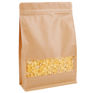 牛皮纸开窗礼品风琴袋红枣瓜子定制大号塑料包装袋食品密封自封袋