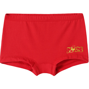 三枪迪士尼儿童本命年内裤大红鼠年女童平角裤头纯棉四角短裤节庆