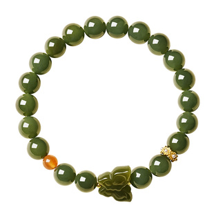 宫里上新和田玉手串女款天然玉石绿色手链串珠手饰生日礼物送妈妈