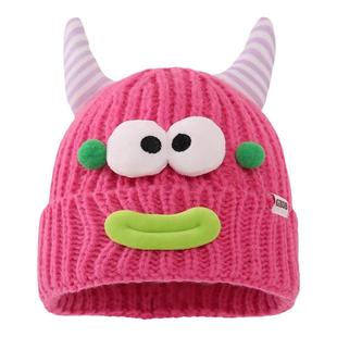 儿童帽子搞怪眼睛触角毛线帽冬天保暖宝宝针织帽男女童套头帽亲子
