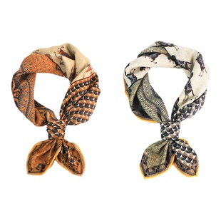 复古老钱风羊毛款桑蚕丝围巾男士丝巾真丝方巾南瓜橘色橙色双面冬