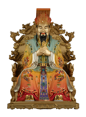 黄铜彩绘玉帝王母供奉佛像摆件