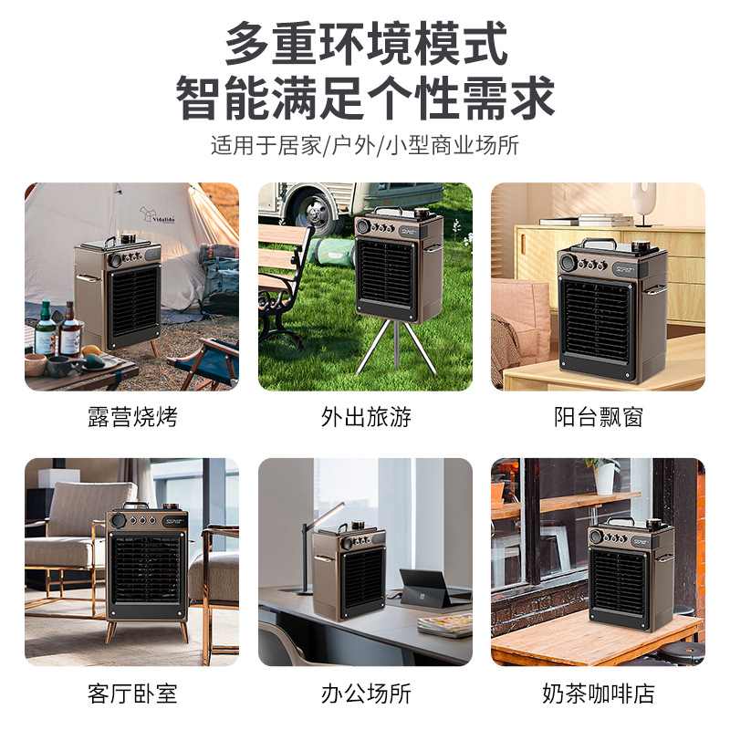 圣帕户外帐篷露营便携锂电池DC AC充电家用风扇空调扇冷风机