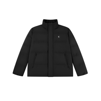 乔丹短款羽绒服男立领黑保暖风衣