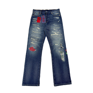 陈冠希示范新长寿二代八代风格水洗休闲国潮流直筒宽松牛仔裤