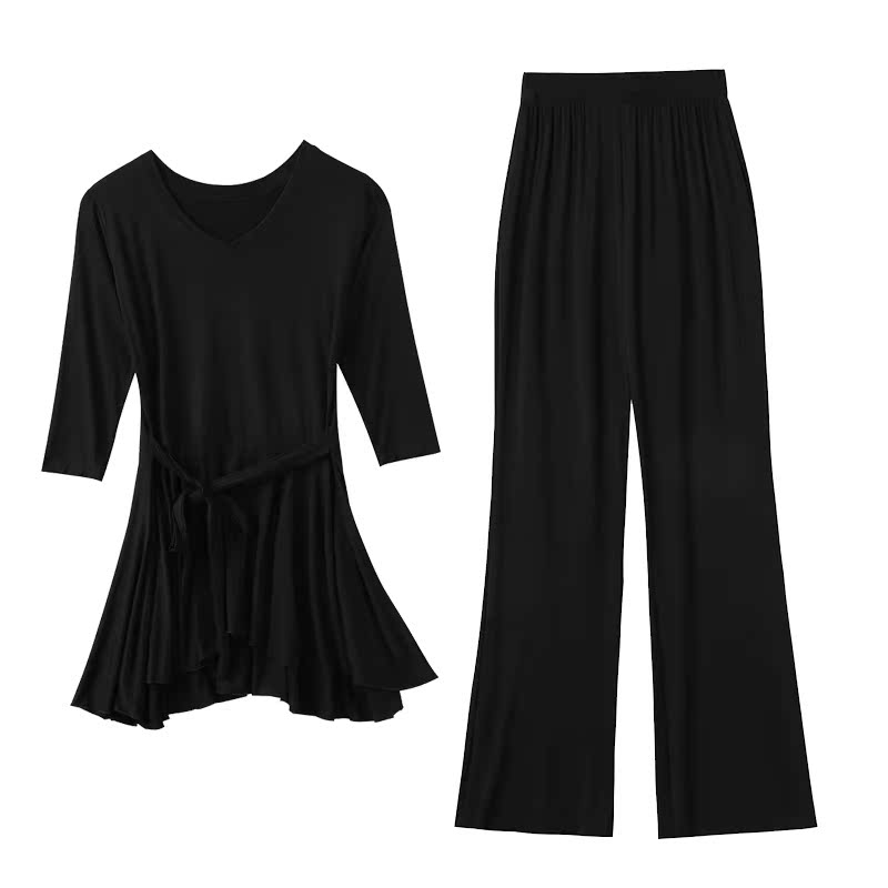 现代舞服装春夏成人女莫代尔七分袖练功服形体古典拉丁舞蹈服套装