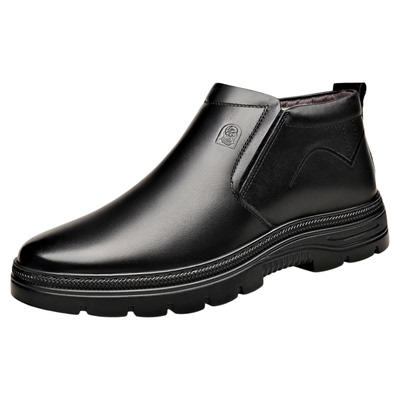 老人头官方原装羊毛皮毛一体男鞋