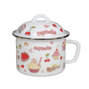 加厚搪瓷大杯泡面碗加深搪瓷奶杯快餐杯搪瓷餐杯搪瓷缸大号带盖碗