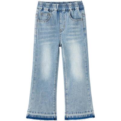 舍予良仓复古弹力女童牛仔喇叭裤