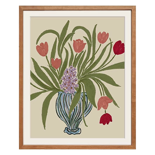 郁金香法式奶油原木风装饰画孟菲斯沙发背景客厅餐厅卧室床头挂画