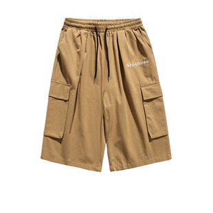 胖胖哥美式工装短裤男款夏季多口袋中裤宽松大码运动休闲七分裤子