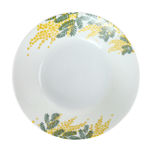 日本制minoru美浓烧金合欢陶瓷餐盘汤盘深盘ins含羞草花朵餐具