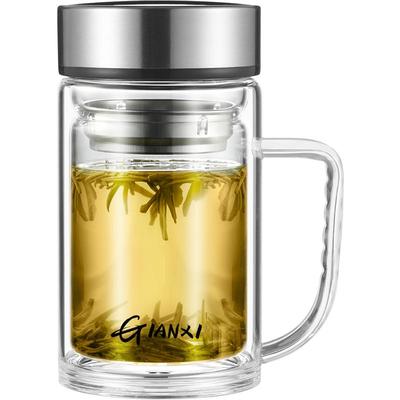 水杯玻璃杯男生泡茶杯带把手