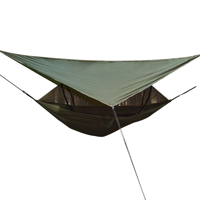 自动速开蚊帐吊床天幕蚊帐防雨降落伞防蚊防晒天幕套装布吊床撑杆