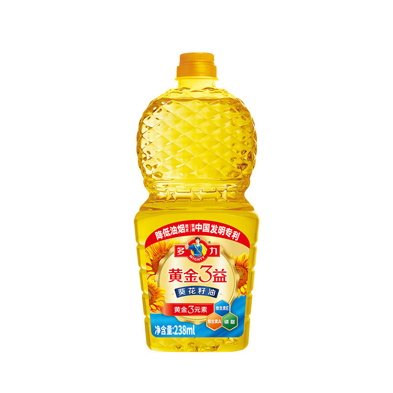 【官方旗舰店】多力黄金3益葵花籽油238ml*4瓶装高保营养专利家用