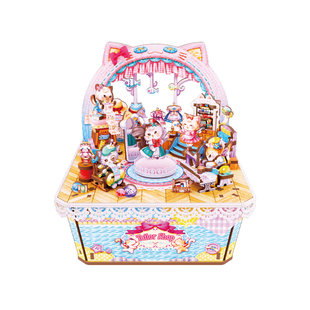 同趣喵喵裁缝铺拼装八音盒积木拼图手工diy卡通音乐盒新年礼物女